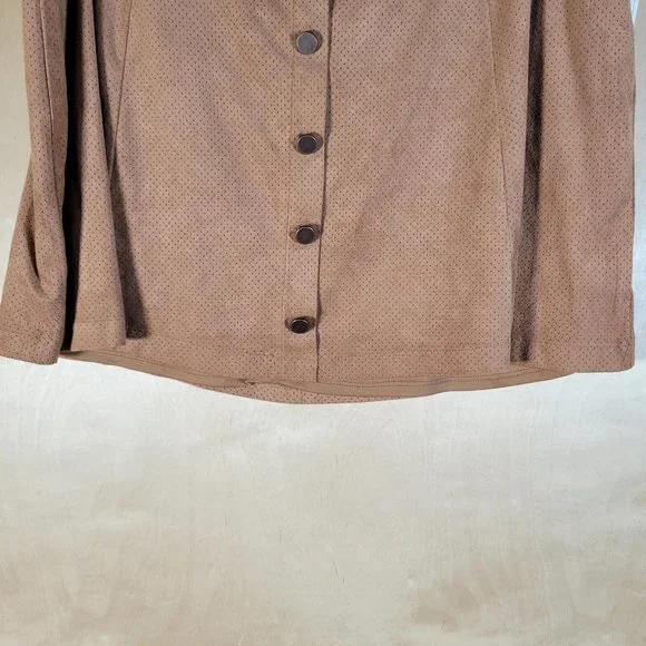 American Rag Faux Suede Button Front Mini Skirt Brown Women Plus Sz 1X NWT - Picture 8 of 9